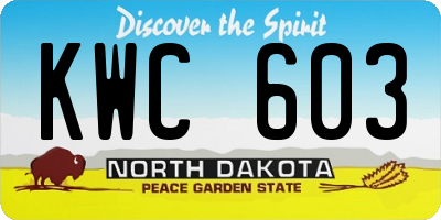 ND license plate KWC603
