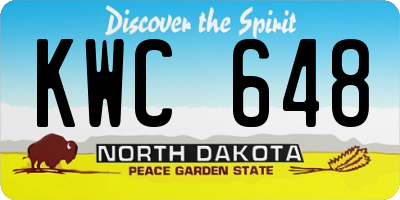 ND license plate KWC648