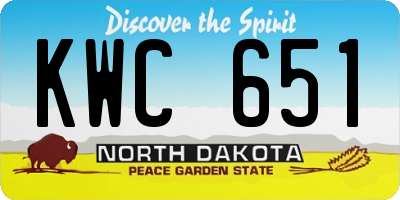 ND license plate KWC651