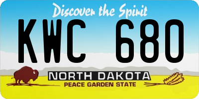 ND license plate KWC680