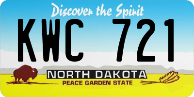 ND license plate KWC721