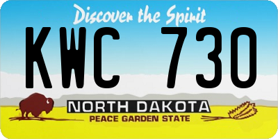 ND license plate KWC730
