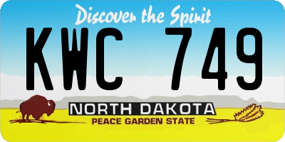 ND license plate KWC749