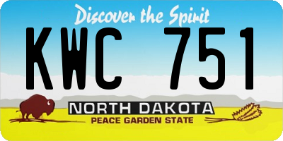 ND license plate KWC751
