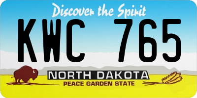 ND license plate KWC765