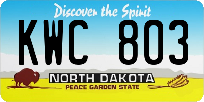 ND license plate KWC803