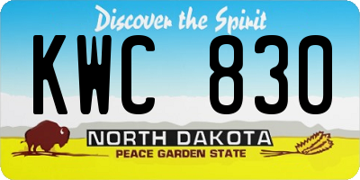 ND license plate KWC830