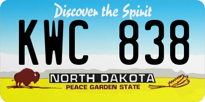ND license plate KWC838