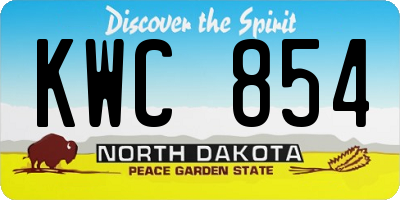 ND license plate KWC854