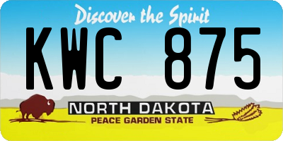 ND license plate KWC875