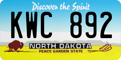 ND license plate KWC892