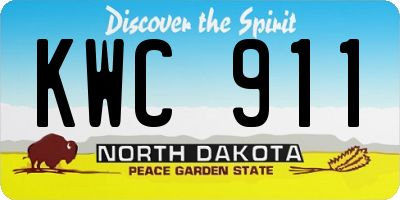 ND license plate KWC911