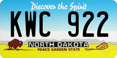 ND license plate KWC922