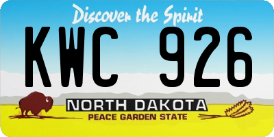 ND license plate KWC926