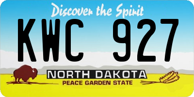 ND license plate KWC927