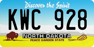 ND license plate KWC928