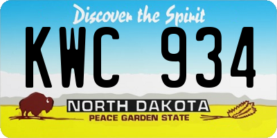 ND license plate KWC934