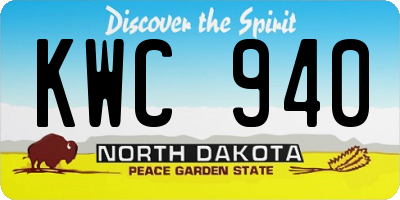 ND license plate KWC940