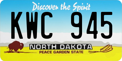 ND license plate KWC945