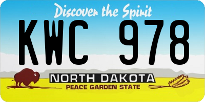 ND license plate KWC978
