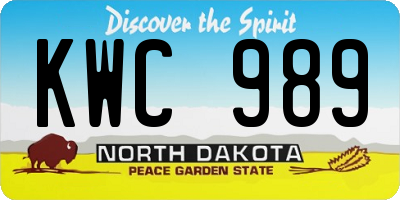 ND license plate KWC989