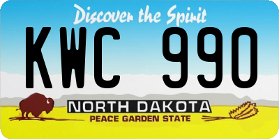 ND license plate KWC990