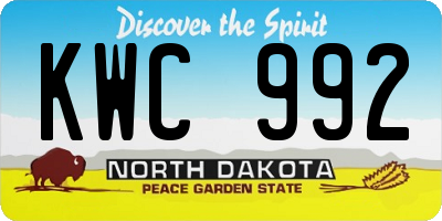 ND license plate KWC992