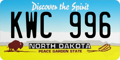 ND license plate KWC996