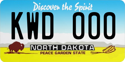 ND license plate KWD000