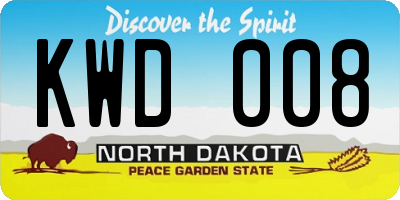 ND license plate KWD008