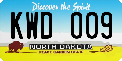 ND license plate KWD009