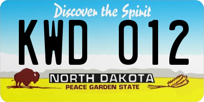 ND license plate KWD012