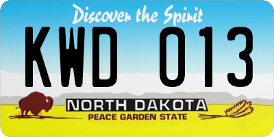 ND license plate KWD013