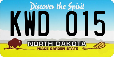 ND license plate KWD015