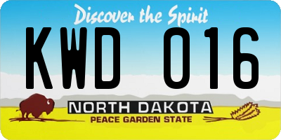 ND license plate KWD016