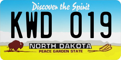 ND license plate KWD019