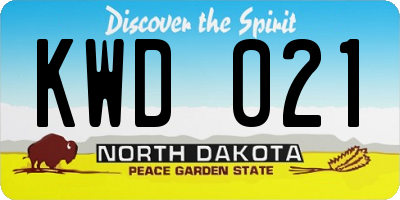 ND license plate KWD021
