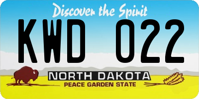 ND license plate KWD022