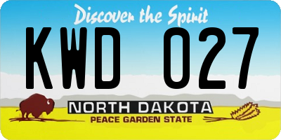 ND license plate KWD027
