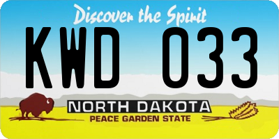 ND license plate KWD033