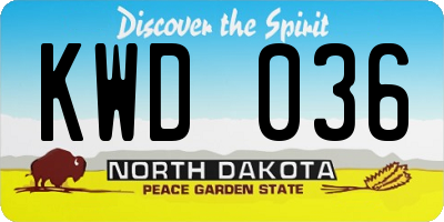 ND license plate KWD036