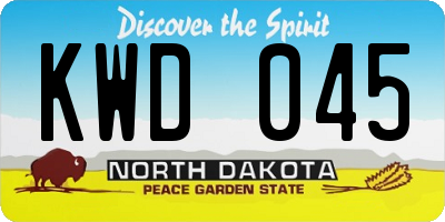 ND license plate KWD045