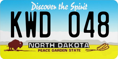 ND license plate KWD048