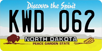 ND license plate KWD062