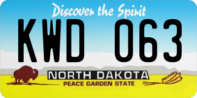 ND license plate KWD063