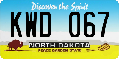 ND license plate KWD067