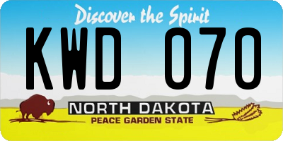 ND license plate KWD070