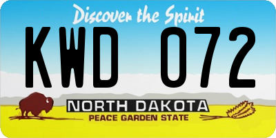 ND license plate KWD072