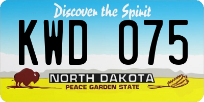 ND license plate KWD075