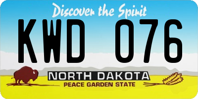 ND license plate KWD076